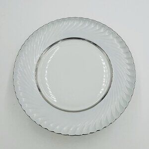 Royal Tettau White with Silver Trim / Ring 10.75" Dinner Plate Scalloped Vintage
